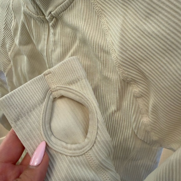 Bo+Tee Cream Zip-Up Ribbed Jacket - Picture 3 of 3